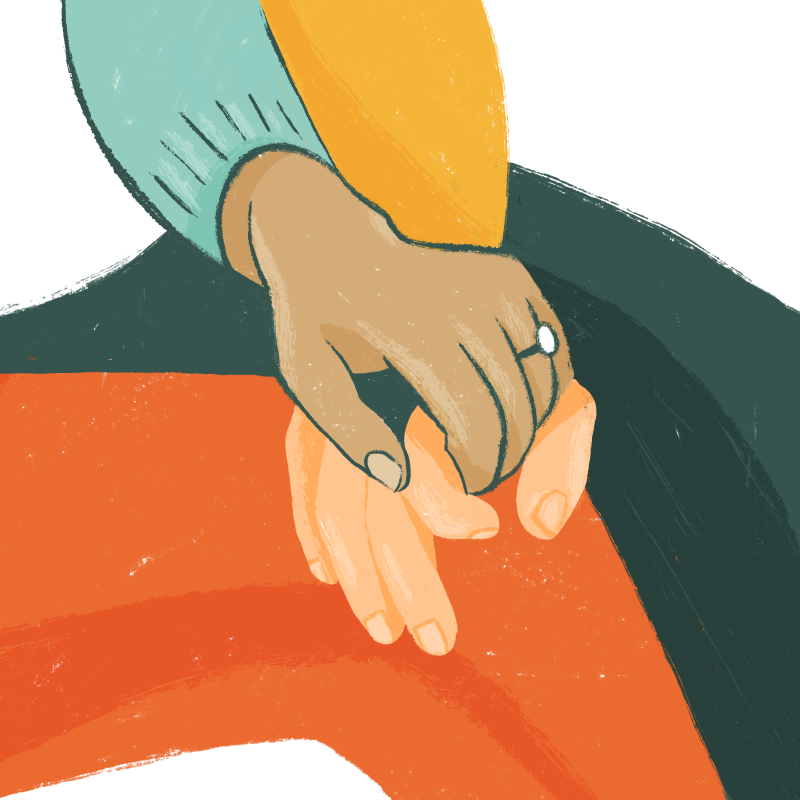 an illustration of two hands being held