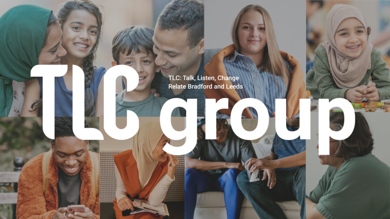 Collage of different relationships, family dynamics and ethnicities/ Over played with the TLC Group logo in white.