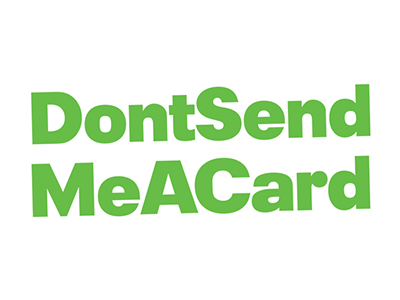 Dontsendmeacard green logo on white background