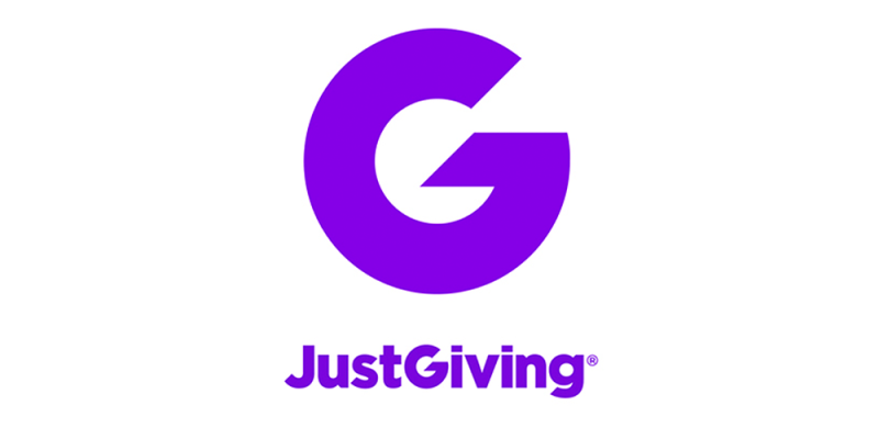 purple justgiving logo on white background