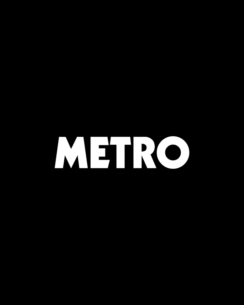 Metro logo white on a black background