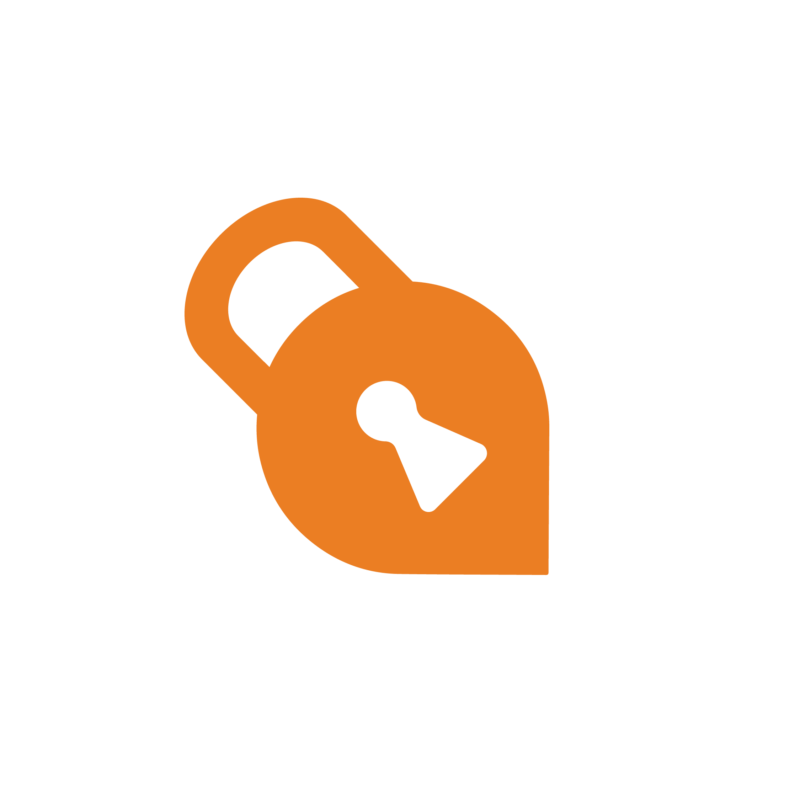 TLC’s value of Safe, represented by an orange padlock-shaped icon with a keyhole inside