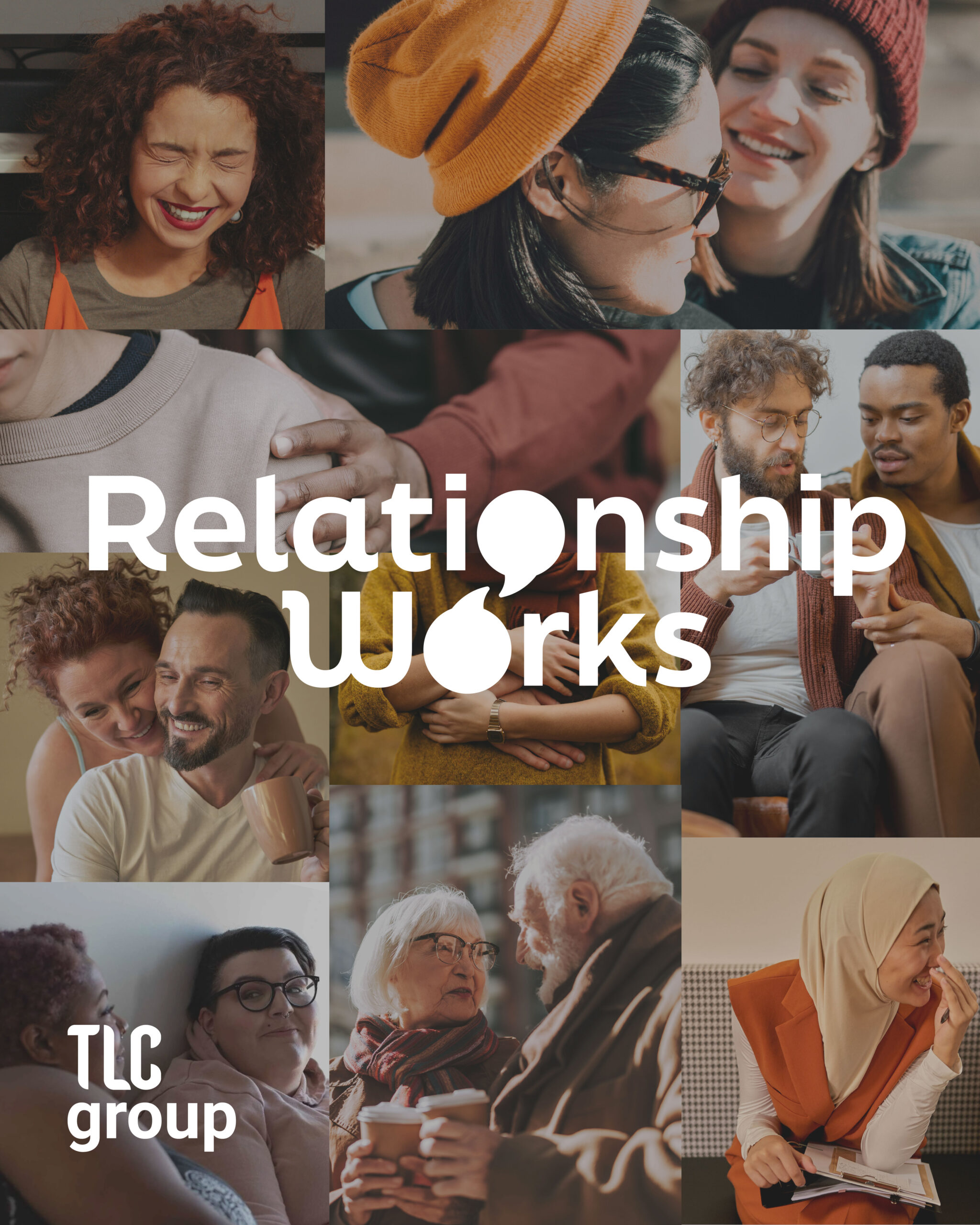 a montage of 'relationship' inspired imagery to announce the merger. The colour palette across the stock